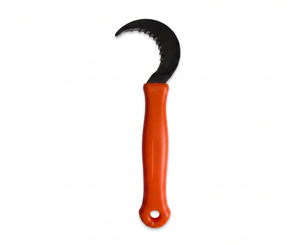 Winzermessergriff Winzermesser mit gebogener Klinge und orangefarbenem Griff